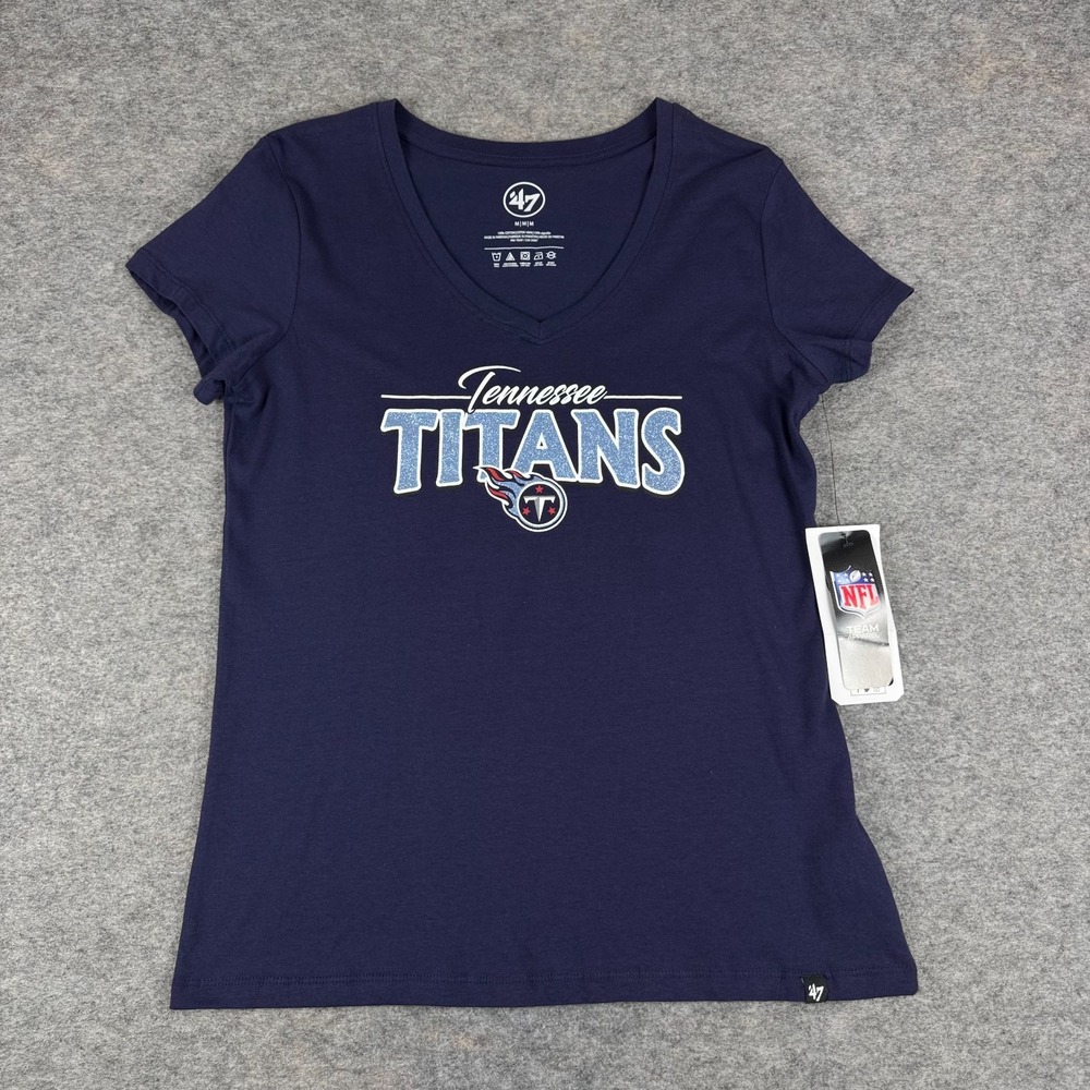 '47 Brand Tennessee Titans V-Neck T-Shirt Tee Cotton Blue Womens Medium M